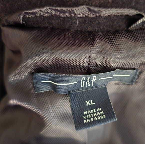 GAP Women's Purple Wool Blend Pea Coat Size XL Jacket Belted 3/4 Sleeve - Picture 10 of 12